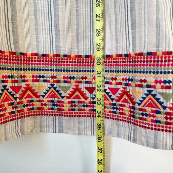 NWT Savanna Jane Gray Striped Embroidered V-neck Seeveless Dress Size Small - Picture 10 of 12